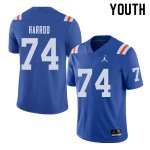 Youth Florida Gators #74 Will Harrod NCAA Jordan Brand Royal Throwback Alternate Authentic Stitched College Football Jersey IEZ3262UN